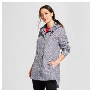 New Day Black & White Gingham Hooded Rain Jacket